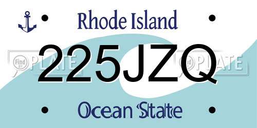 225JZQ Rhode Island License Plate