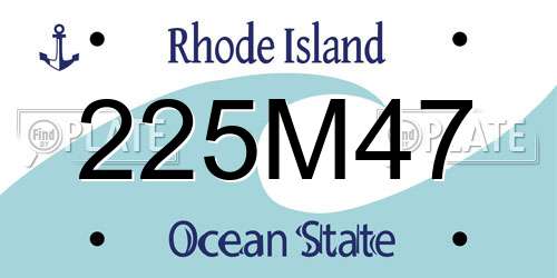 225M47 Rhode Island License Plate