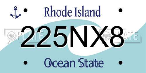 225NX8 Rhode Island License Plate