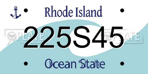 225S45 Rhode Island License Plate