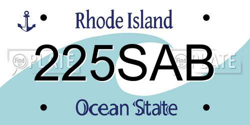 225SAB Rhode Island License Plate