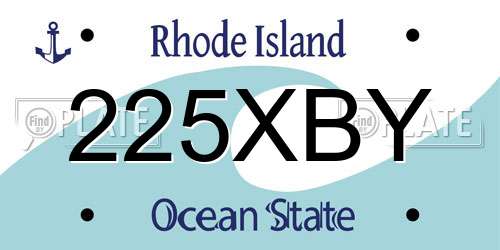 225XBY Rhode Island License Plate