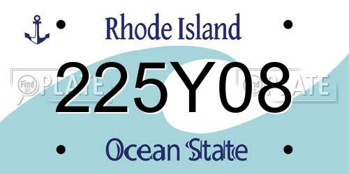 225Y08 Rhode Island License Plate