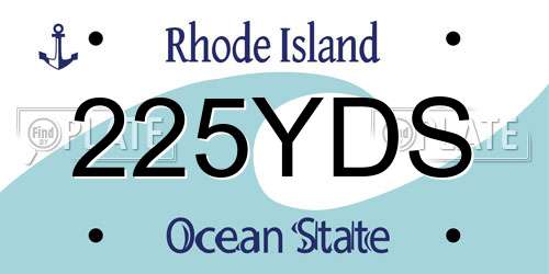 225YDS Rhode Island License Plate