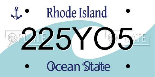 225YO5 Rhode Island License Plate