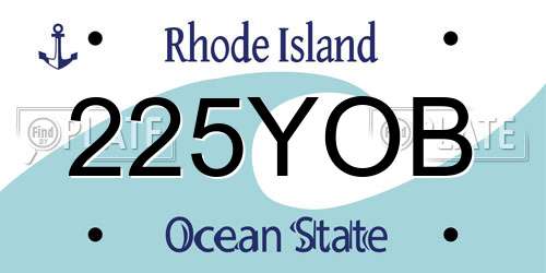 225YOB Rhode Island License Plate