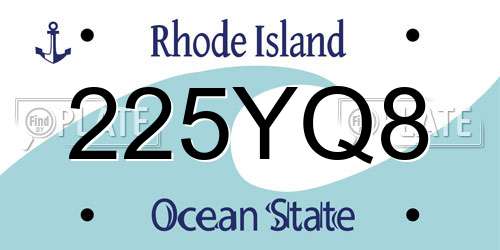 225YQ8 Rhode Island License Plate