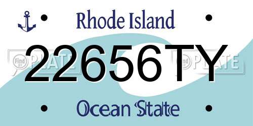 22656TY Rhode Island License Plate