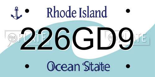 226GD9 Rhode Island License Plate