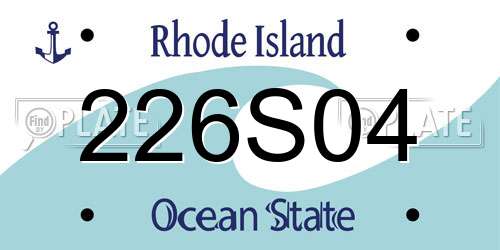 226S04 Rhode Island License Plate