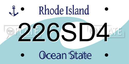 226SD4 Rhode Island License Plate