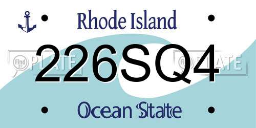 226SQ4 Rhode Island License Plate