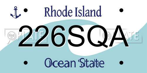 226SQA Rhode Island License Plate