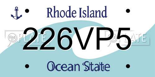 226VP5 Rhode Island License Plate