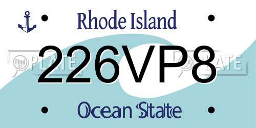 226VP8 Rhode Island License Plate