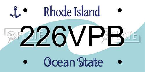 226VPB Rhode Island License Plate