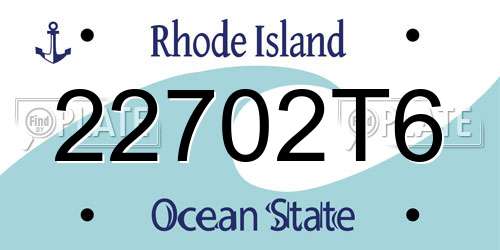 22702T6 Rhode Island License Plate