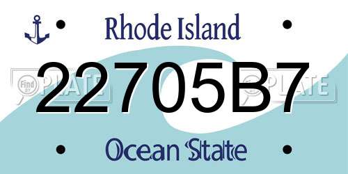 22705B7 Rhode Island License Plate