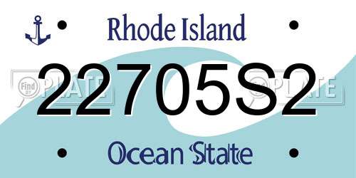 22705S2 Rhode Island License Plate