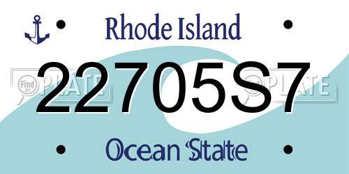 22705S7 Rhode Island License Plate