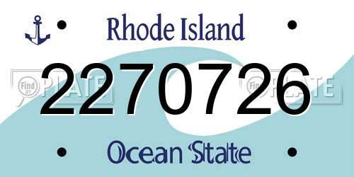 2270726 Rhode Island License Plate