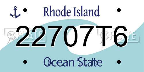22707T6 Rhode Island License Plate