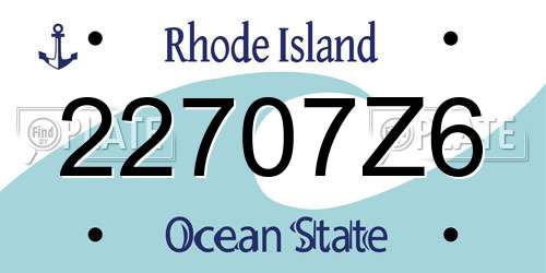 22707Z6 Rhode Island License Plate