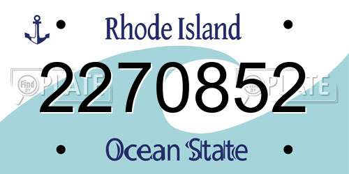 2270852 Rhode Island License Plate