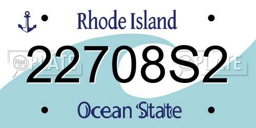 22708S2 Rhode Island License Plate