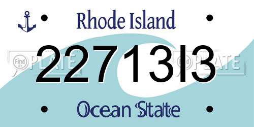 22713I3 Rhode Island License Plate