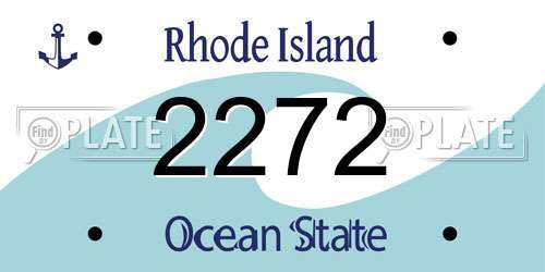 2272 Rhode Island License Plate