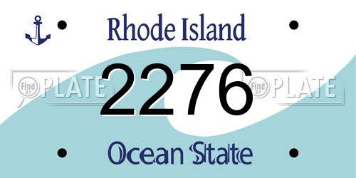 2276 Rhode Island License Plate