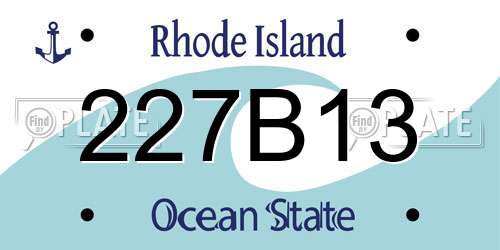 227B13 Rhode Island License Plate