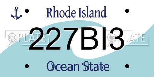 227BI3 Rhode Island License Plate
