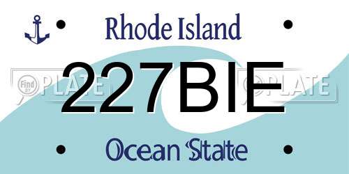 227BIE Rhode Island License Plate