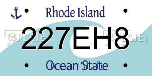 227EH8 Rhode Island License Plate