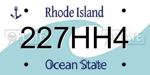 227HH4 Rhode Island License Plate