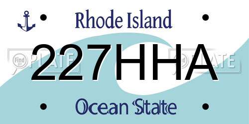 227HHA Rhode Island License Plate