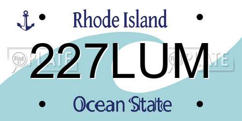 227LUM Rhode Island License Plate