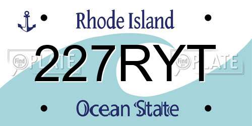 227RYT Rhode Island License Plate