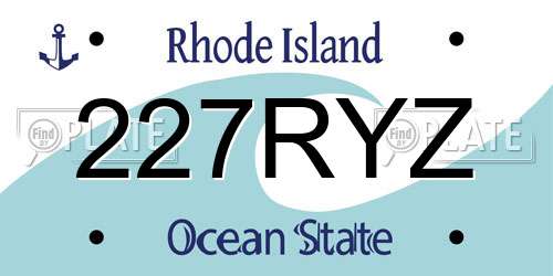 227RYZ Rhode Island License Plate