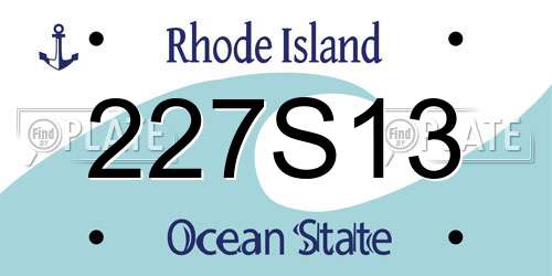 227S13 Rhode Island License Plate