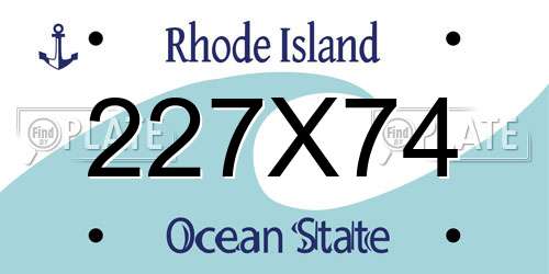 227X74 Rhode Island License Plate