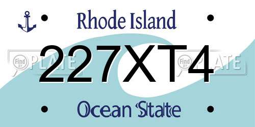 227XT4 Rhode Island License Plate