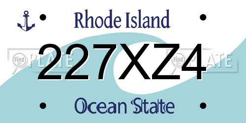 227XZ4 Rhode Island License Plate