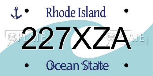 227XZA Rhode Island License Plate