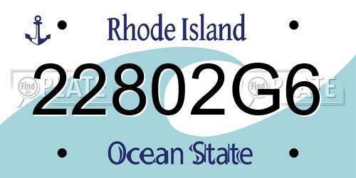 22802G6 Rhode Island License Plate