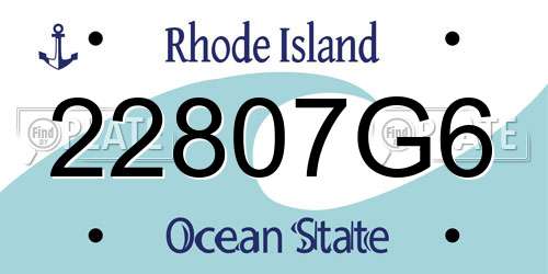 22807G6 Rhode Island License Plate