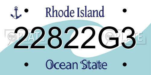 22822G3 Rhode Island License Plate