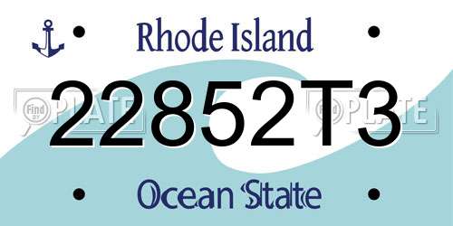 22852T3 Rhode Island License Plate